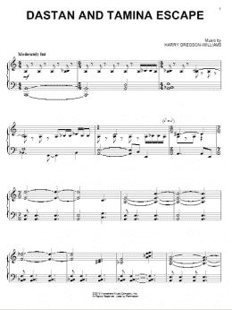 page one of Dastan And Tamina Escape (Piano Solo)