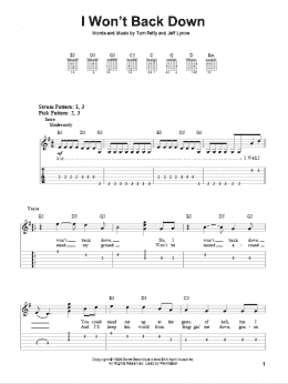page one of I Won't Back Down (Easy Guitar Tab)
