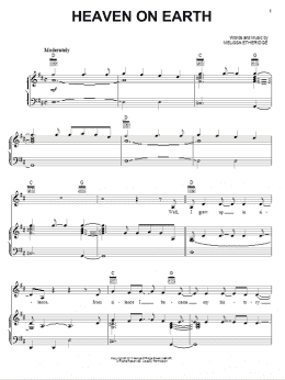 page one of Heaven On Earth (Piano, Vocal & Guitar Chords (Right-Hand Melody))