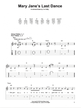page one of Mary Jane's Last Dance (Easy Guitar Tab)