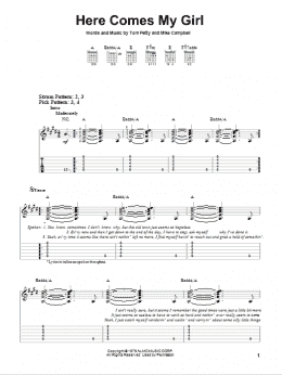 page one of Here Comes My Girl (Easy Guitar Tab)