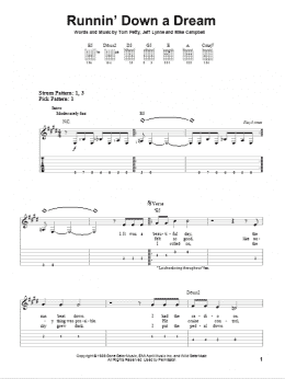 page one of Runnin' Down A Dream (Easy Guitar Tab)