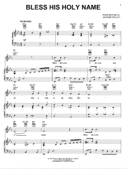 page one of Bless His Holy Name (Piano, Vocal & Guitar Chords (Right-Hand Melody))
