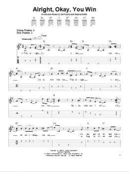 page one of Alright, Okay, You Win (Easy Guitar Tab)