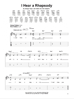 page one of I Hear A Rhapsody (Easy Guitar Tab)