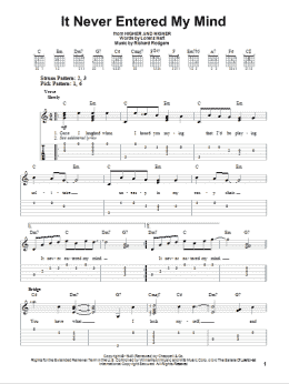 page one of It Never Entered My Mind (Easy Guitar Tab)