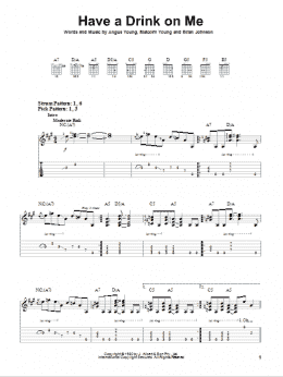 page one of Have A Drink On Me (Easy Guitar Tab)