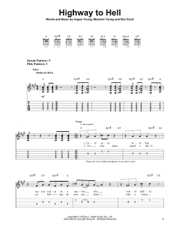 page one of Highway To Hell (Easy Guitar Tab)