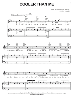 page one of Cooler Than Me (Piano, Vocal & Guitar Chords (Right-Hand Melody))