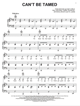 page one of Can't Be Tamed (Piano, Vocal & Guitar Chords (Right-Hand Melody))