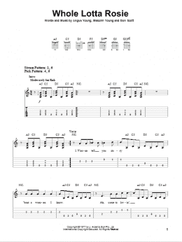 page one of Whole Lotta Rosie (Easy Guitar Tab)