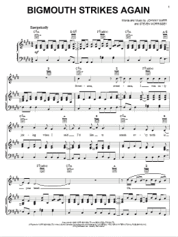 page one of Bigmouth Strikes Again (Piano, Vocal & Guitar Chords (Right-Hand Melody))