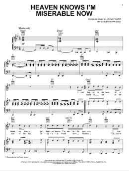 page one of Heaven Knows I'm Miserable Now (Piano, Vocal & Guitar Chords (Right-Hand Melody))