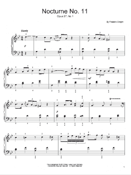 page one of Nocturne No. 11, Op. 37, No. 1, G Minor (Easy Piano)