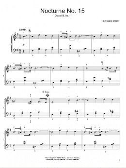 page one of Nocturne Op.15, No.1 (Easy Piano)