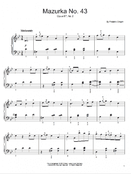 page one of Mazurka  Op. 67, No. 2 (Easy Piano)