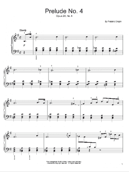 page one of Prelude In E Minor, Op. 28, No. 4 (Easy Piano)
