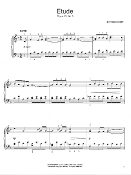 page one of Etude  Op. 10, No. 3 (Easy Piano)
