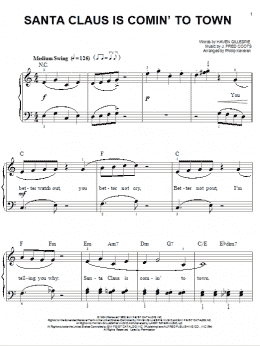 page one of Santa Claus Is Comin' To Town [Jazz version] (arr. Phillip Keveren) (Easy Piano)
