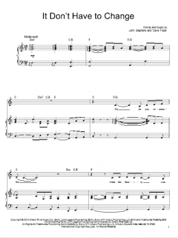 page one of It Don't Have To Change (Piano, Vocal & Guitar Chords (Right-Hand Melody))