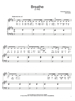 page one of Breathe (2 AM) (Piano, Vocal & Guitar Chords (Right-Hand Melody))