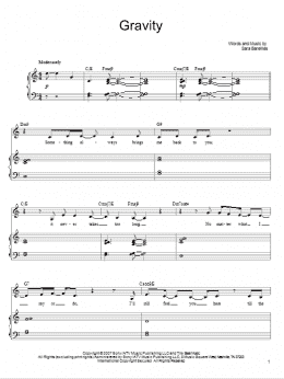 page one of Gravity (Piano, Vocal & Guitar Chords (Right-Hand Melody))