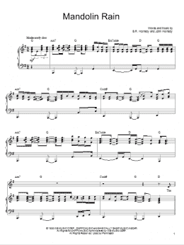 page one of Mandolin Rain (Piano, Vocal & Guitar Chords (Right-Hand Melody))