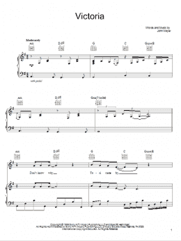 page one of Victoria (Piano, Vocal & Guitar Chords (Right-Hand Melody))