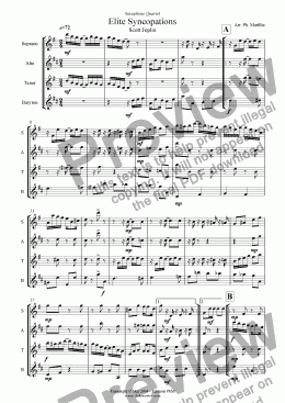 page one of Joplin - Elite Syncopations - Ragtime (Sax Quartet)