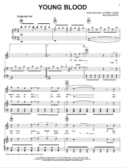 page one of Young Blood (Piano, Vocal & Guitar Chords (Right-Hand Melody))
