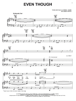 page one of Even Though (Piano, Vocal & Guitar Chords (Right-Hand Melody))