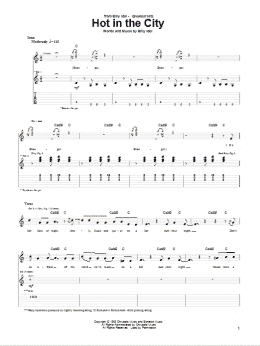 page one of Hot In The City (Guitar Tab)