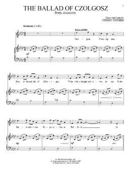 page one of The Ballad Of Czolgosz (Part I) (Piano & Vocal)