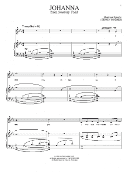 page one of Johanna (Piano & Vocal)