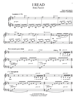 page one of I Read (Piano & Vocal)