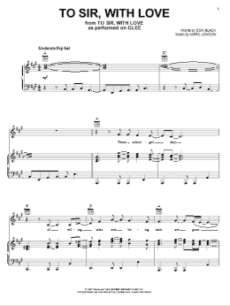 page one of To Sir, With Love (Piano, Vocal & Guitar Chords (Right-Hand Melody))