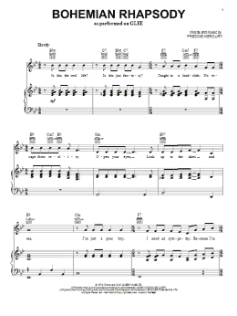 page one of Bohemian Rhapsody (Piano, Vocal & Guitar Chords (Right-Hand Melody))