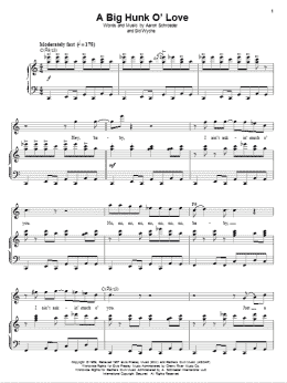 page one of A Big Hunk O' Love (Piano & Vocal)