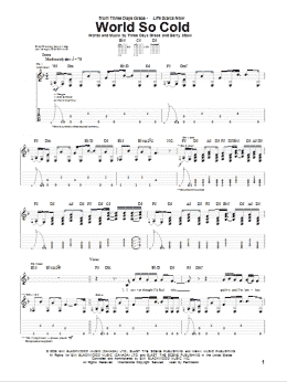 page one of World So Cold (Guitar Tab)