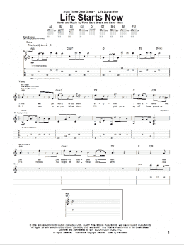 page one of Life Starts Now (Guitar Tab)
