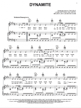 page one of Dynamite (Piano, Vocal & Guitar Chords (Right-Hand Melody))