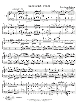 page one of Sonata in G Minor, Op. 49, No. 1 (Piano Solo)
