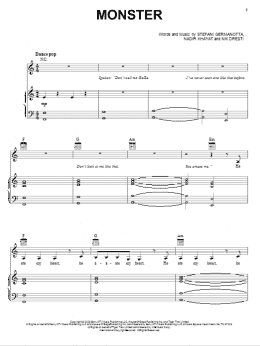 page one of Monster (Piano, Vocal & Guitar Chords (Right-Hand Melody))