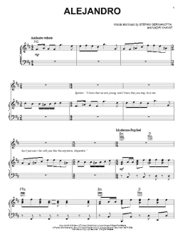 page one of Alejandro (Piano, Vocal & Guitar Chords (Right-Hand Melody))