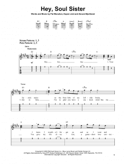 page one of Hey, Soul Sister (Easy Guitar Tab)