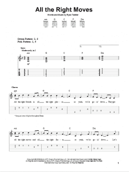 page one of All The Right Moves (Easy Guitar Tab)