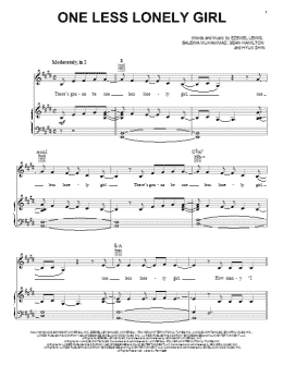 page one of One Less Lonely Girl (Piano, Vocal & Guitar Chords (Right-Hand Melody))