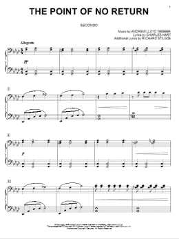 page one of The Point Of No Return (from The Phantom Of The Opera) (Piano Duet)