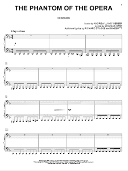 page one of The Phantom Of The Opera (Piano Duet)