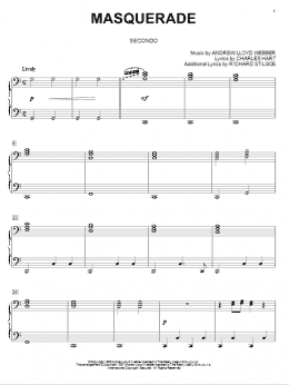 page one of Masquerade (from The Phantom Of The Opera) (Piano Duet)